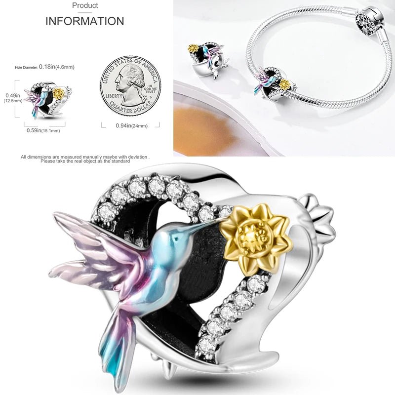 Vogel Charm Anhänger 925 Sterling Silber – Eule, Papagei & Flamingo mit Zirkonia für Bettelarmband - CharmsLuv