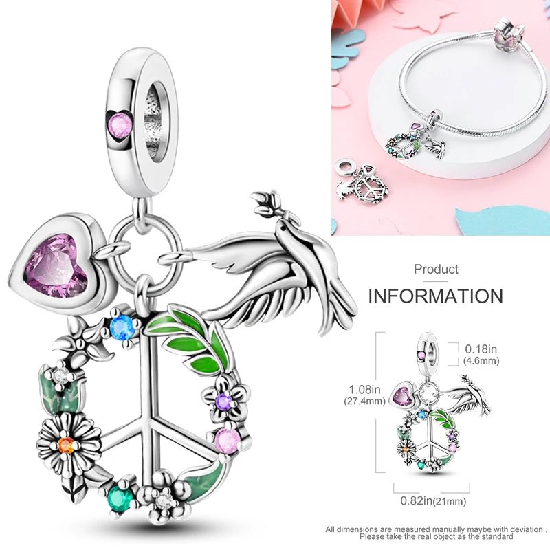 Vogel Charm Anhänger 925 Sterling Silber – Eule, Papagei & Flamingo mit Zirkonia für Bettelarmband - CharmsLuv