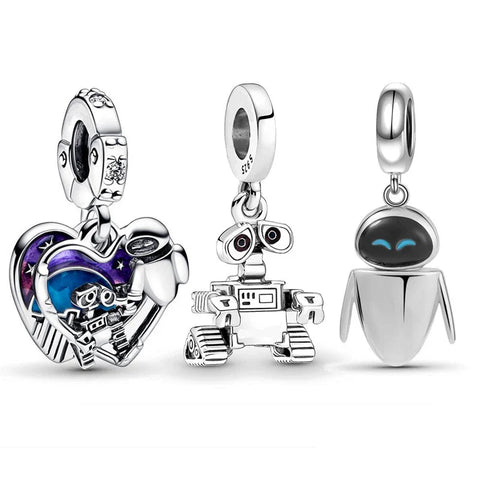 Wall - E & Eve Charm Anhänger 925 Sterling Silber – Liebes - Charm mit Gravur für Bettelarmband - CharmsLuv