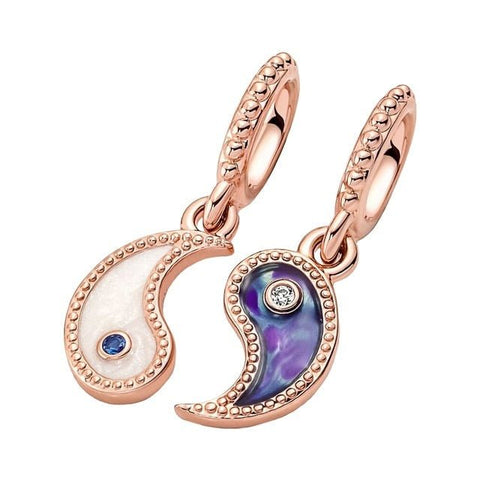 Yin Yang Partner Charm 925 Sterling Silber Rosé Gold – Teilbarer Anhänger für Bettelarmband - CharmsLuv